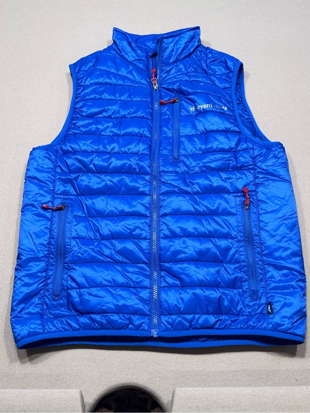 Vineyard Vines Men’s Mountain Weekend Puffer Vest in bright blue